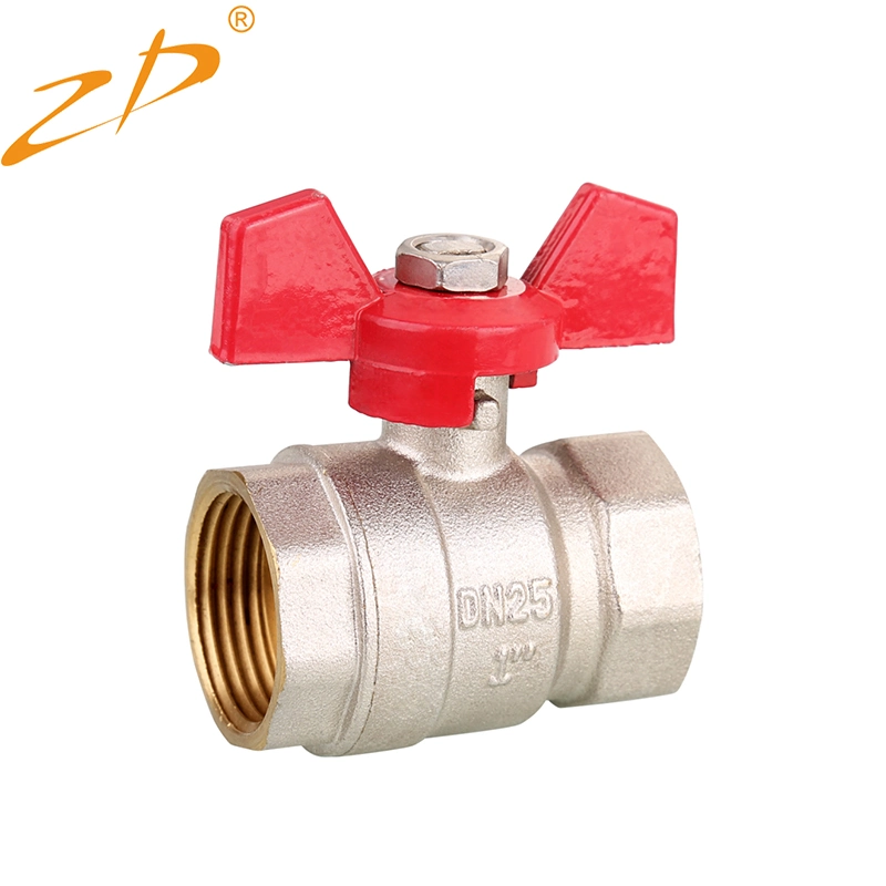 1/2"-1" DN10 F/M OEM Gas/Water Control Shut off Nickel Plating Brass Ball Valve with Butterfly Handle