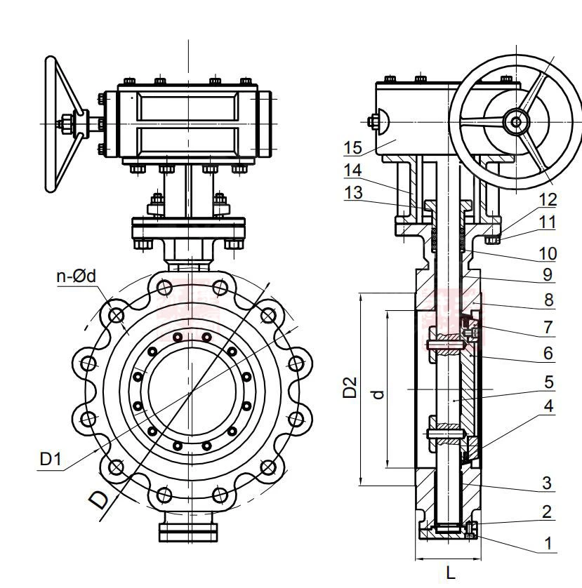 Triple Offset Lug Butterfly Valve with Gear