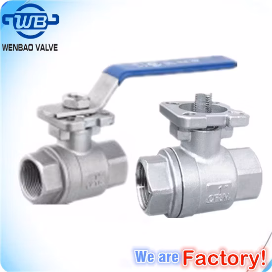 Stainless Steel Ball Valve 2PC Ss Threaded Industrial Valves with Optional Mounting Pad Float Valve