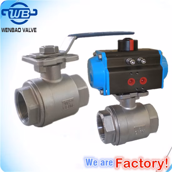 Stainless Steel Ball Valve 2PC Ss Threaded Industrial Valves with Optional Mounting Pad Float Valve